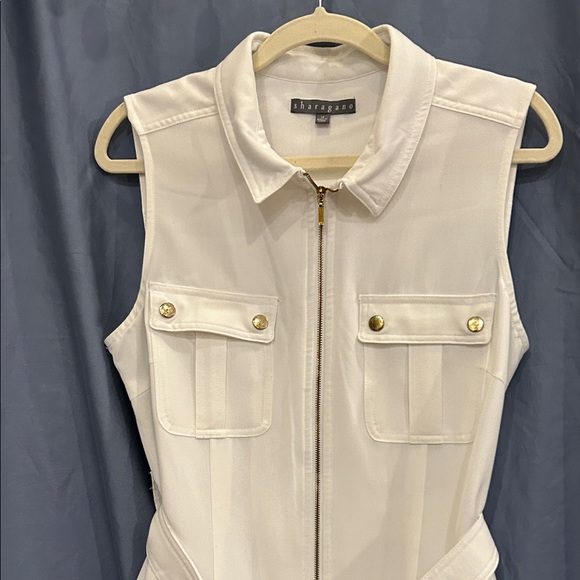 Sharagano White Sleeveless Midi Dress - Picture 2 of 3